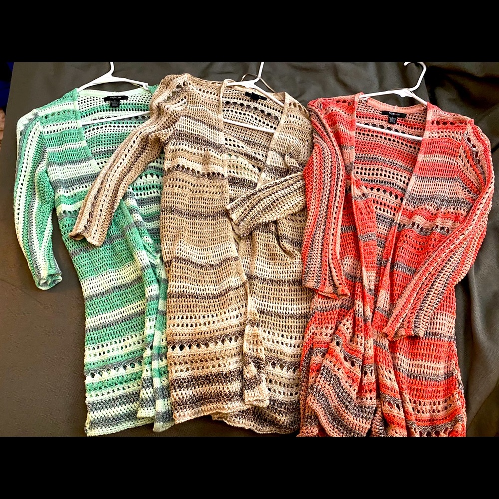 Style and Company crocheted sweaters. Mid length.